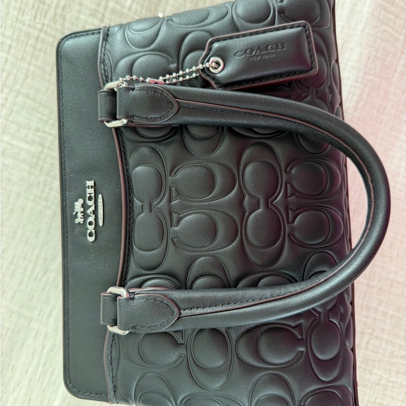 Coach Mini Darcie Carryall Black Embossed Satchel - Picture 2 of 8